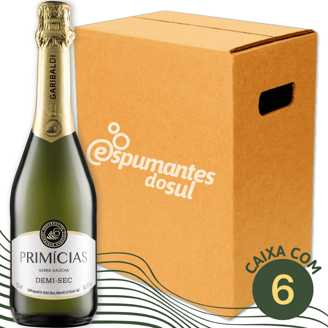 Garibaldi Primicias Espumante Demi Sec - Caixa com 6 - Garibaldi - Espumantes do Sul
