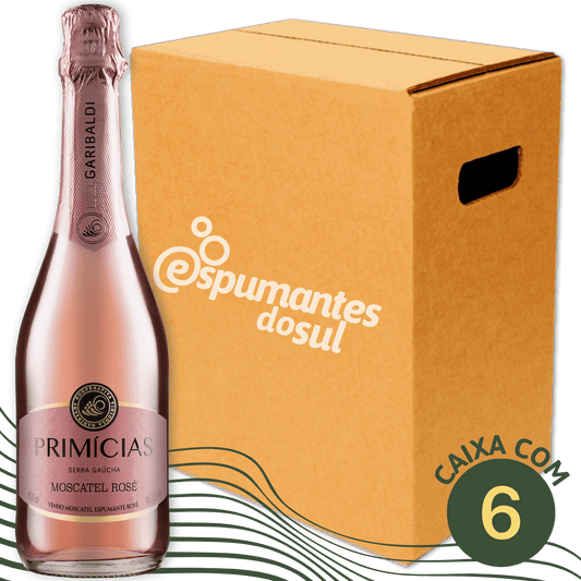 Garibaldi Primicias Espumante Moscatel Rosé - Caixa com 6 - Garibaldi - Espumantes do Sul