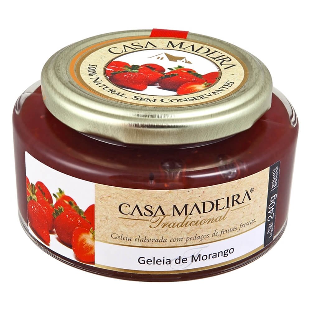 Geleia Tradicional de Morango com Pedaços Casa Madeira 240g - Casa Madeira - Espumantes do Sul