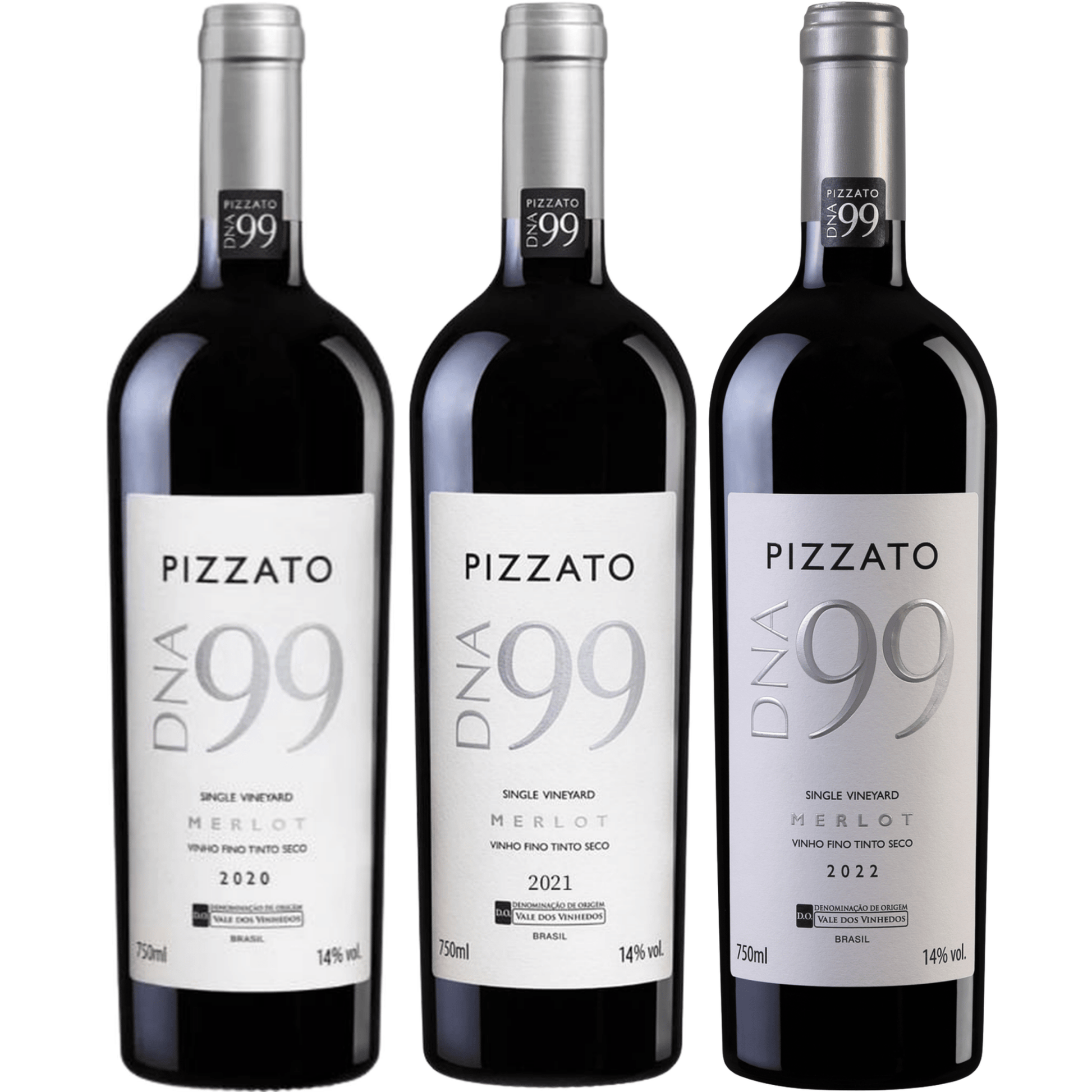 Kit Vertical Pizzato DNA 99 Single Vineyard Merlot - 20/21/22 - Pizzato - Espumantes do Sul