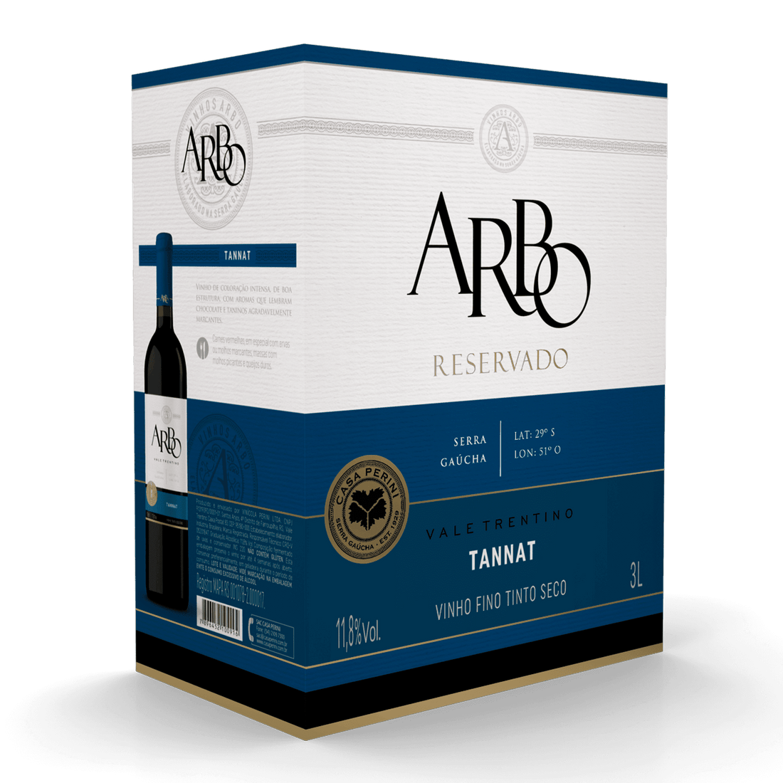 Descubra o Sabor Único do Vinho Tinto Casa Perini Arbo Tannat 3L - Espumantes do Sul