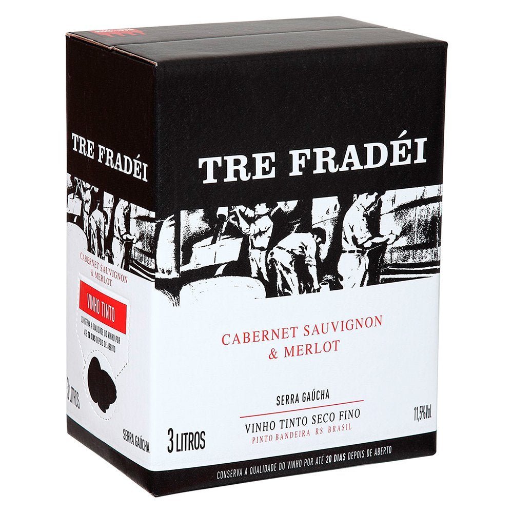 Valmarino Tré Fradei: Bag-in-Box 3L Cabernet e Merlot - Espumantes do Sul