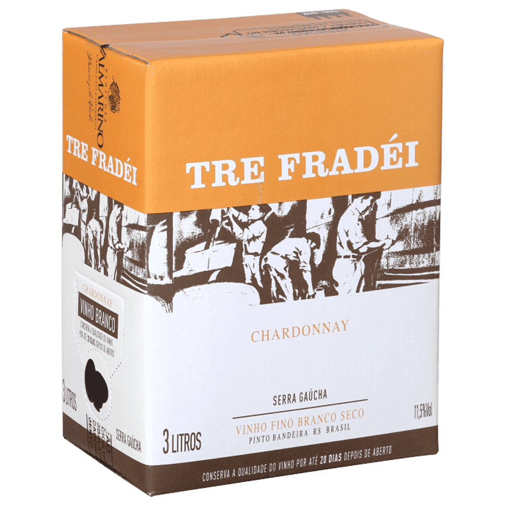 Valmarino Tré Fradei Chardonnay Bag in Box 3L — Branco versátil - Espumantes do Sul