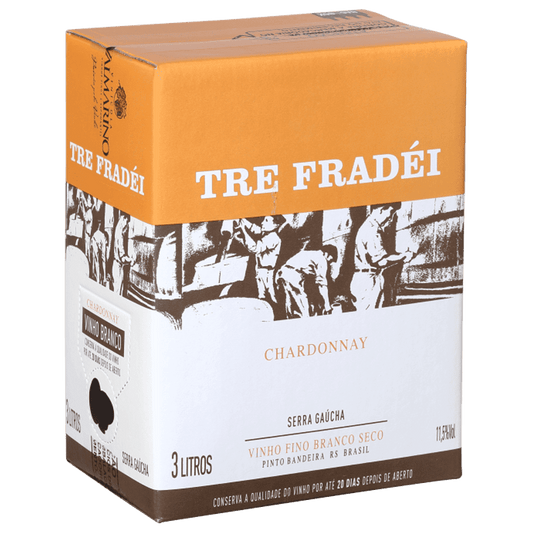 Valmarino Tré Fradei Chardonnay Bag in Box 3L — Branco versátil - Espumantes do Sul