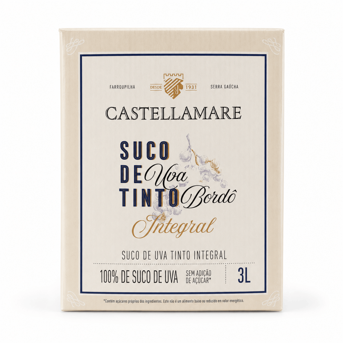 Castellamare Suco de Uva Integral Bordô Bag-in-Box 3L