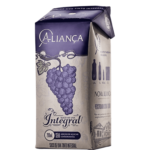 Aliança Suco de Uva Integral Tetra Pack 200ml - Aliança - Espumantes do Sul
