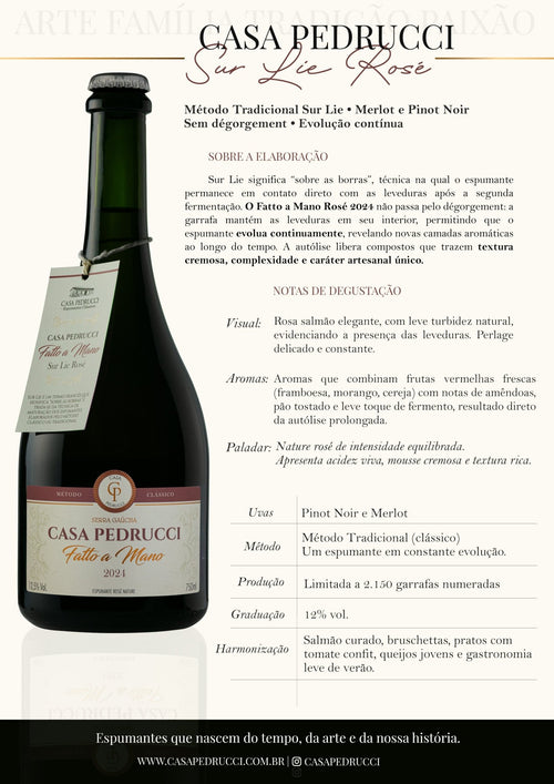 Casa Pedrucci Fatto a Mano Espumante Sur Lie Rosé - Casa Pedrucci - Espumantes do Sul