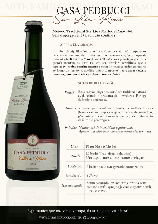 Casa Pedrucci Fatto a Mano Espumante Sur Lie Rosé - Casa Pedrucci - Espumantes do Sul