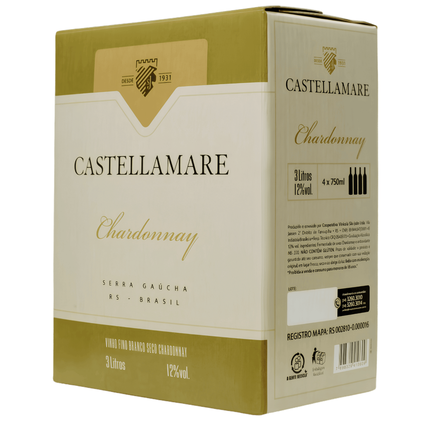 Castellamare Chardonnay Bag in Box 3L - Castellamare - Espumantes do Sul