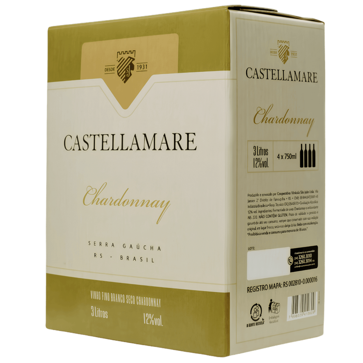 Castellamare Chardonnay Bag in Box 3L - Castellamare - Espumantes do Sul
