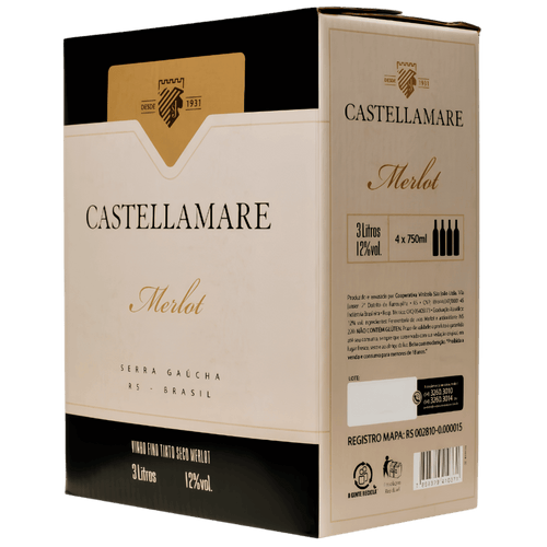 Castellamare Merlot Bag in Box 3L - Castellamare - Espumantes do Sul