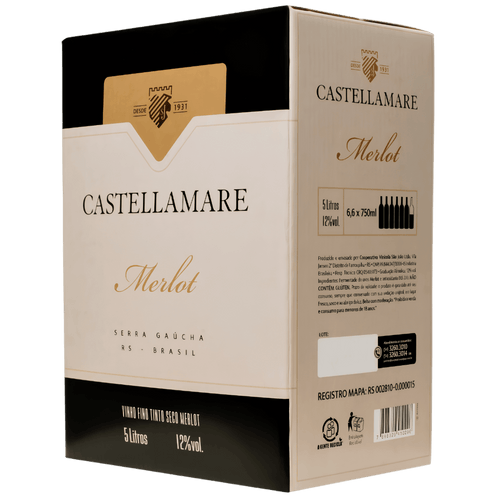 Castellamare Merlot Bag in Box 5L - Castellamare - Espumantes do Sul