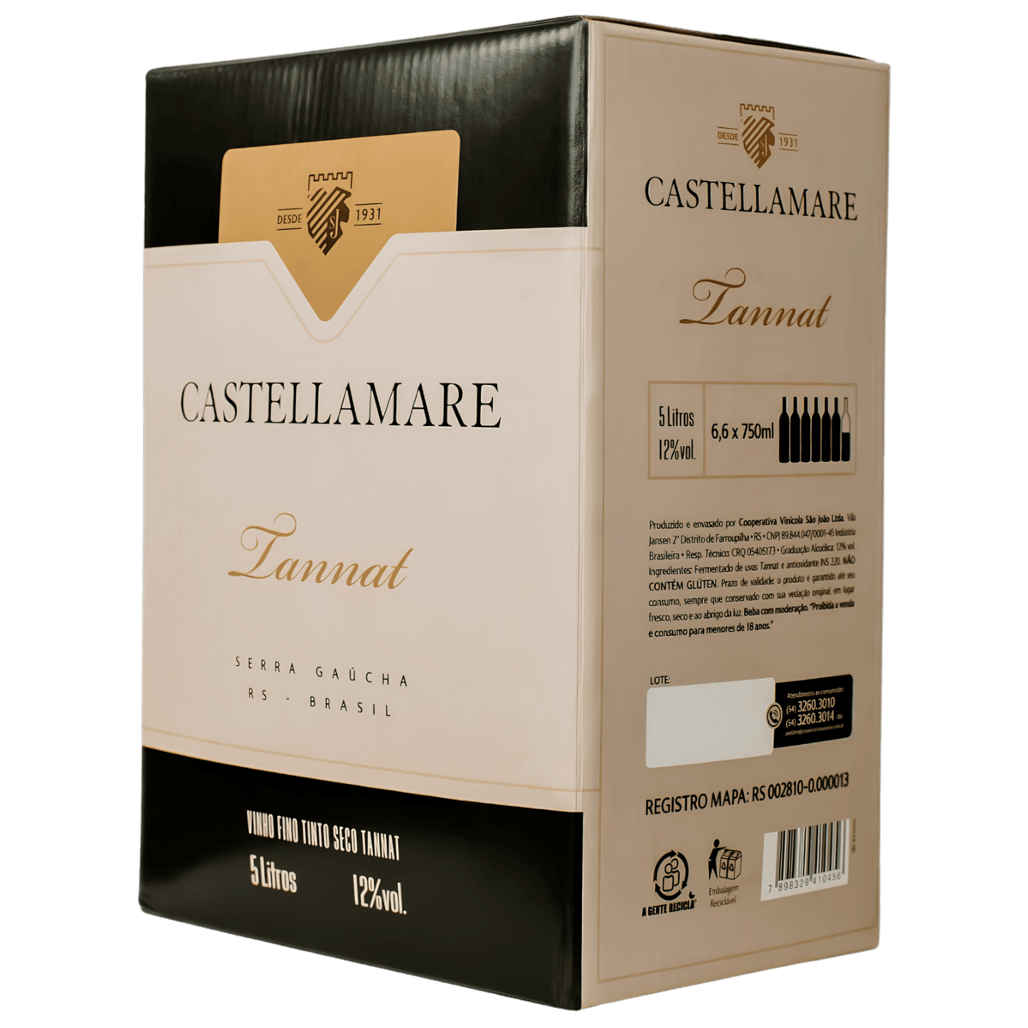 Castellamare Tannat Bag in Box 5L - Castellamare - Espumantes do Sul
