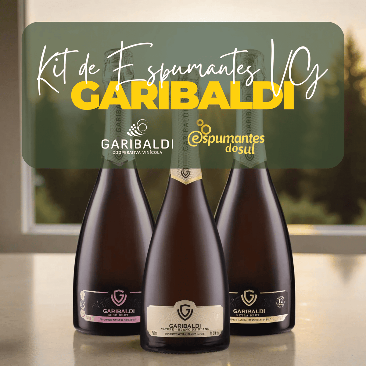 Garibaldi VG Espumantes - Kit Nature/Extra Brut/Brut Rosé - Caixa com 6 - Espumantes do Sul - Espumantes do Sul