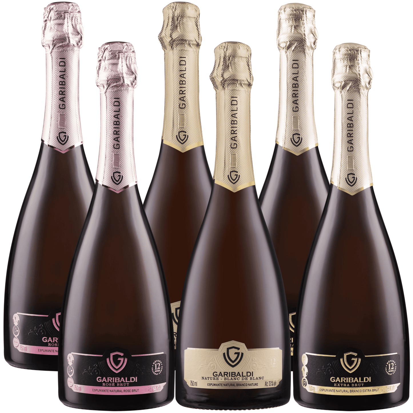 Garibaldi VG Espumantes - Kit Nature/Extra Brut/Brut Rosé - Caixa com 6 - Espumantes do Sul - Espumantes do Sul