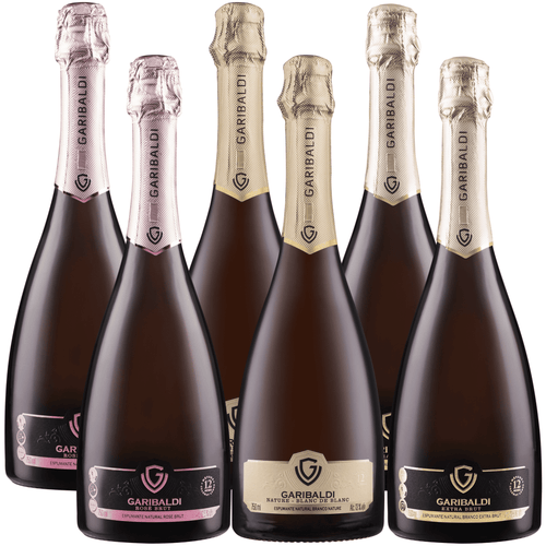 Garibaldi VG Espumantes - Kit Nature/Extra Brut/Brut Rosé - Caixa com 6 - Espumantes do Sul - Espumantes do Sul