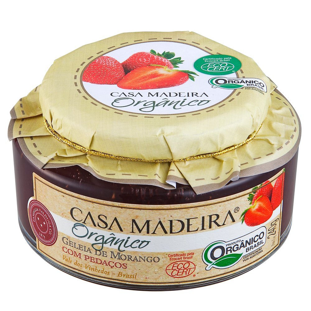 Geleia Orgânica de Morango com Pedaços Casa Madeira 240g - Casa Madeira - Espumantes do Sul
