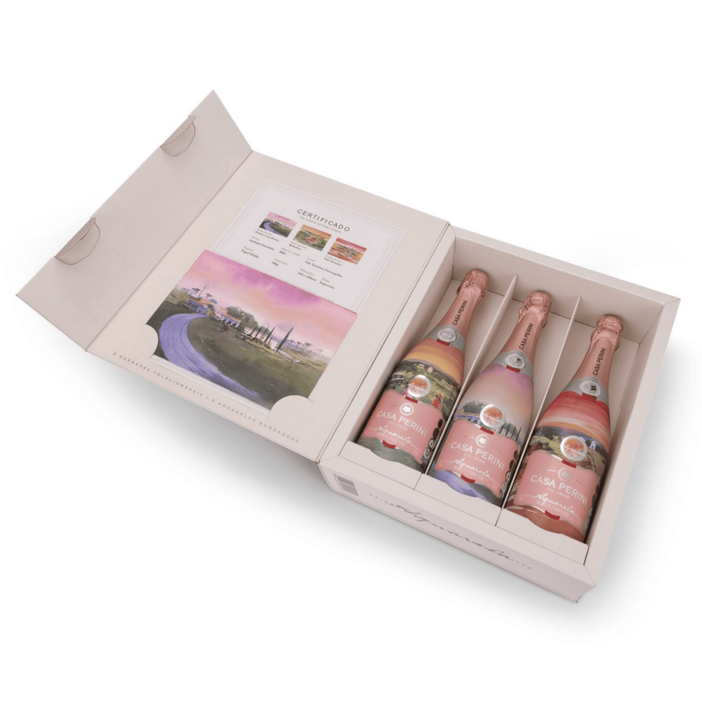Kit Casa Perini Aquarela Moscatel Rosé - Especial 25 Anos - Casa Perini - Espumantes do Sul