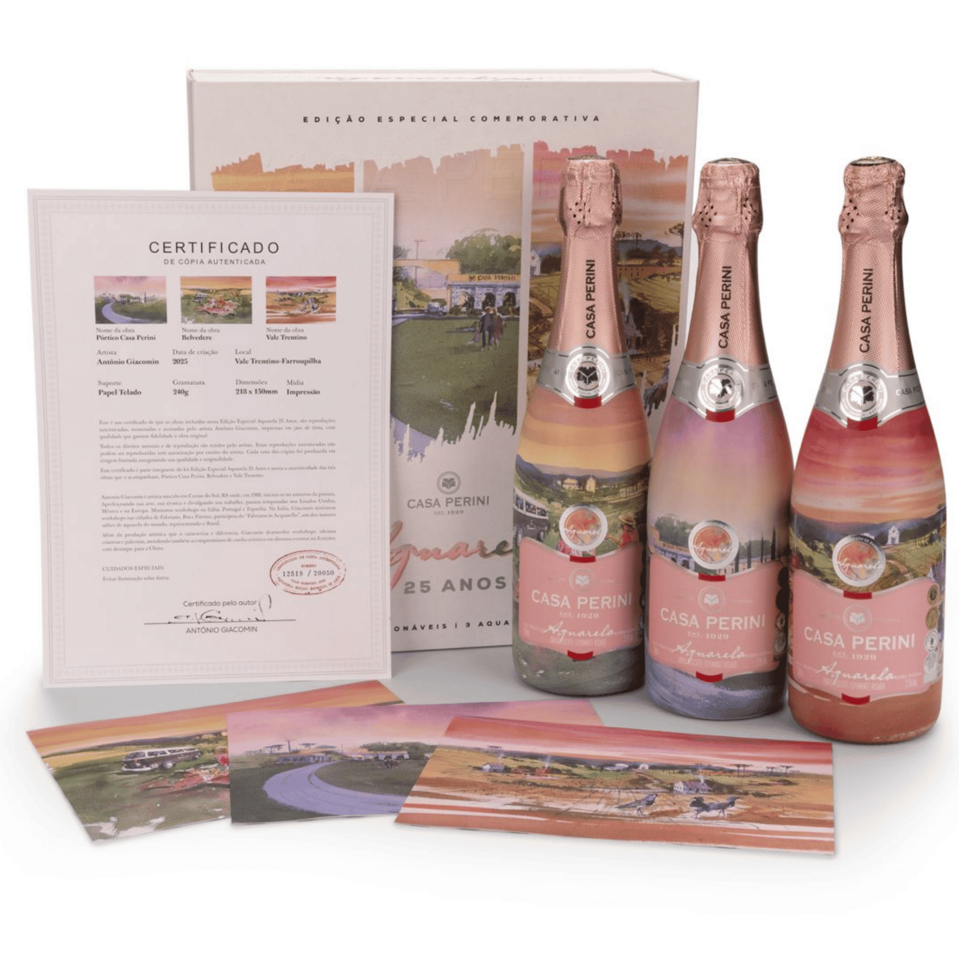 Kit Casa Perini Aquarela Moscatel Rosé - Especial 25 Anos - Casa Perini - Espumantes do Sul