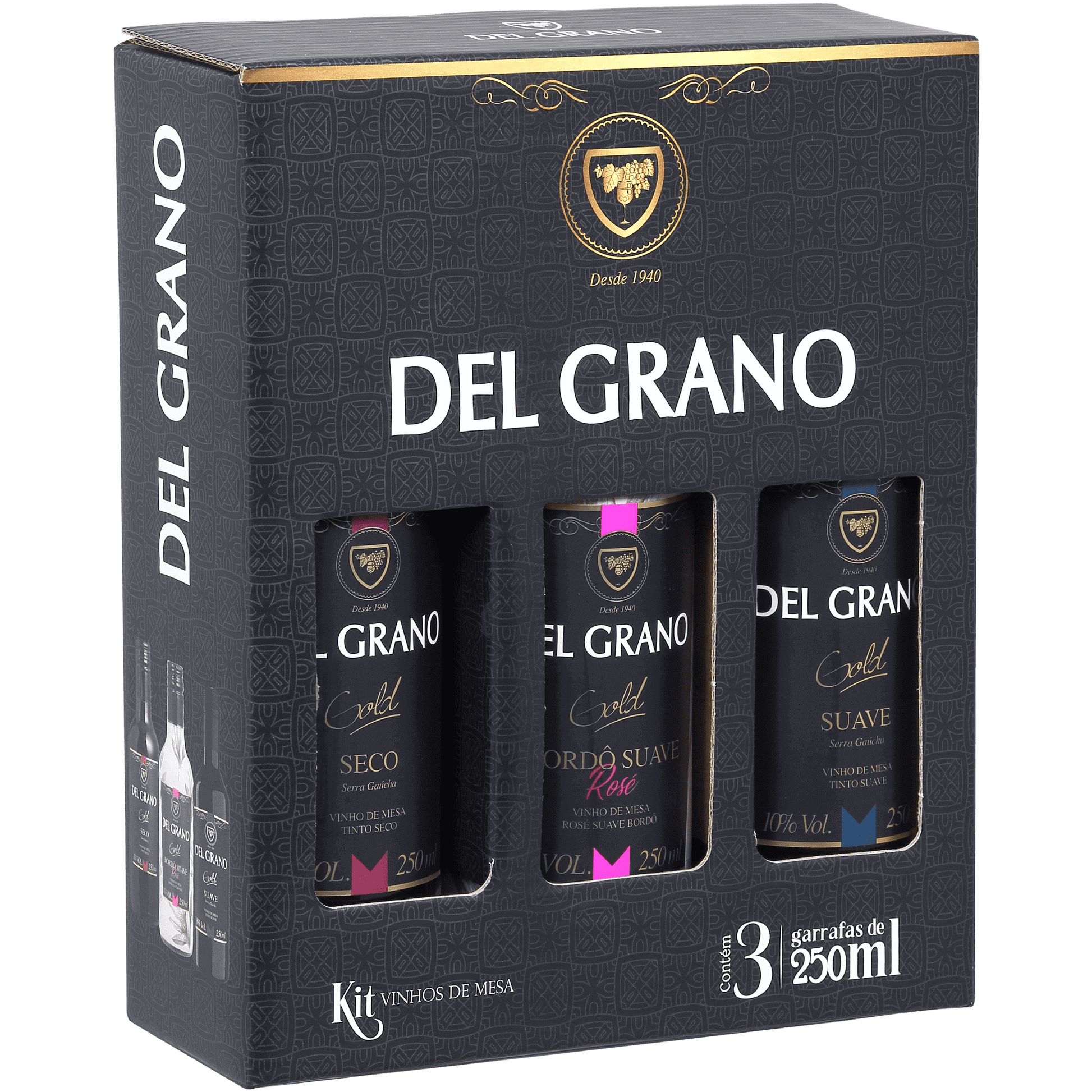 Kit de Vinhos de Mesa Del Grano 3 x 250ml - Del Grano - Espumantes do Sul