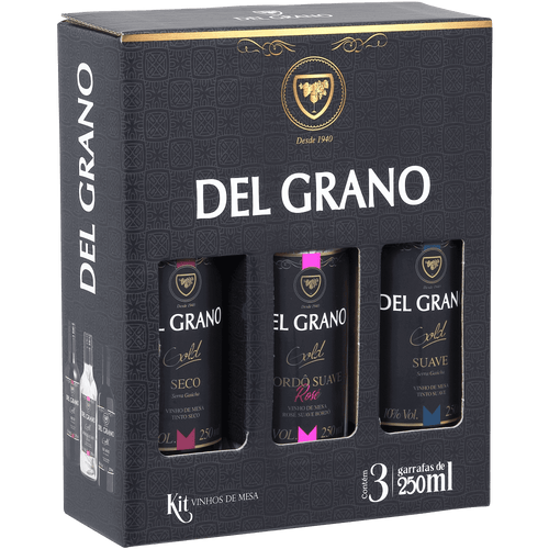 Kit de Vinhos de Mesa Del Grano 3 x 250ml - Del Grano - Espumantes do Sul