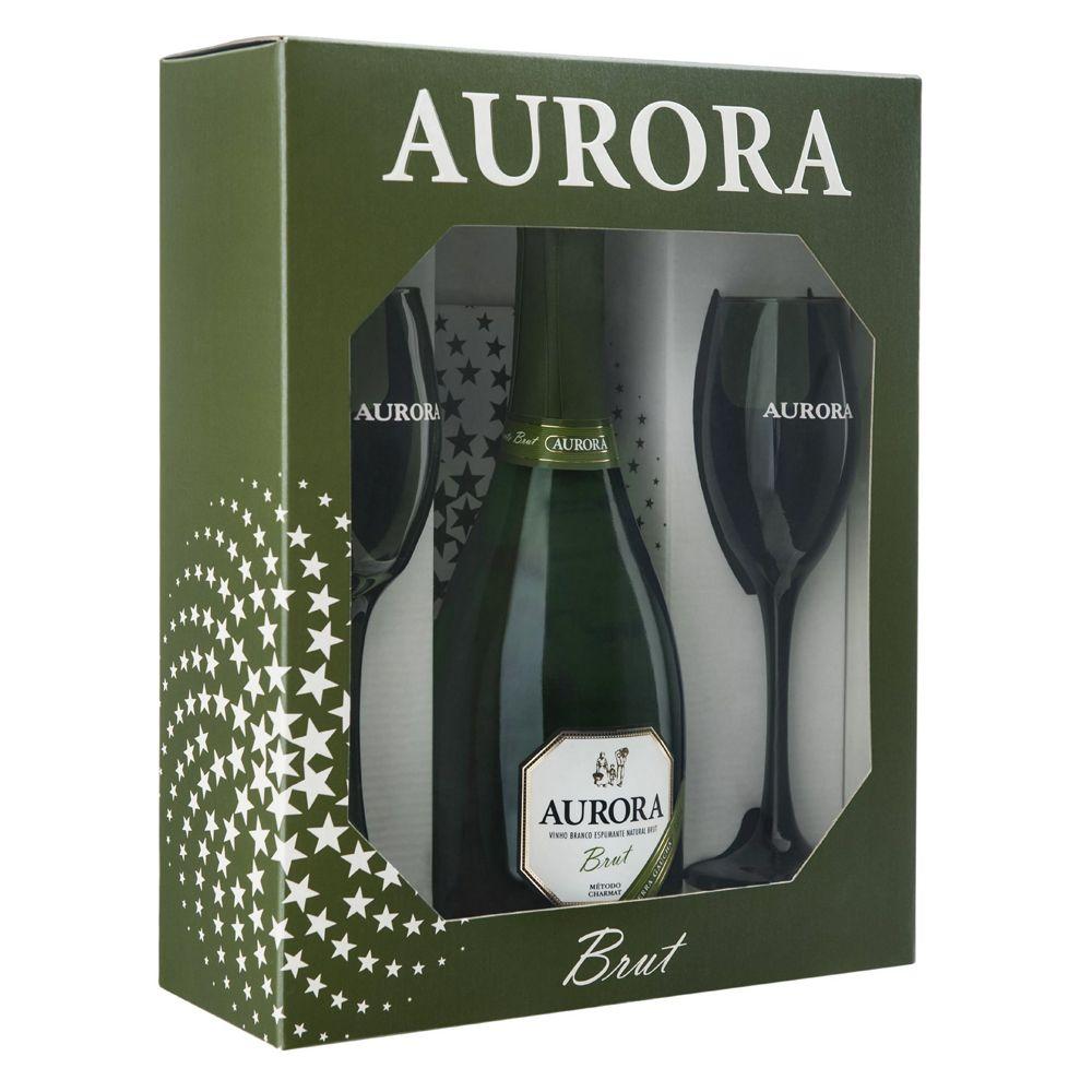 Kit Espumante Brut Aurora 750ml Com 2 taças