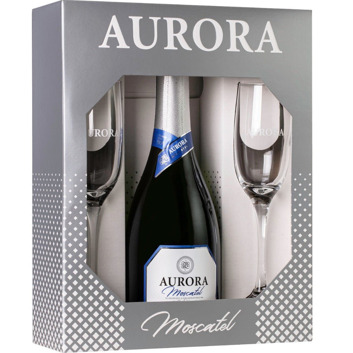 Kit Espumante Moscatel Aurora 750ml Com 2 taças - Aurora - Espumantes do Sul