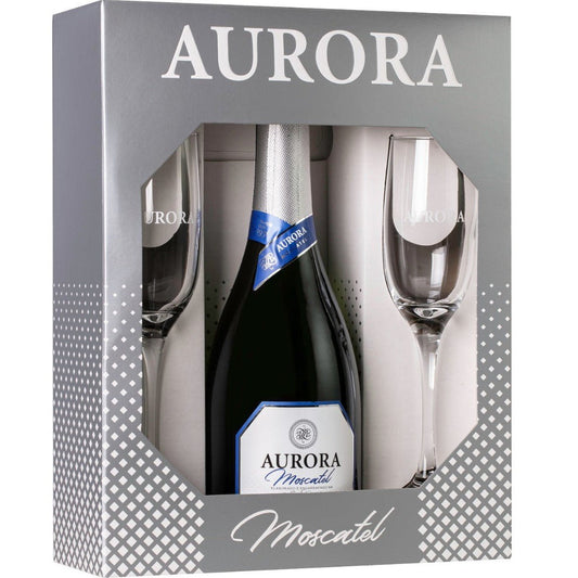 Kit Espumante Moscatel Aurora 750ml Com 2 taças - Aurora - Espumantes do Sul