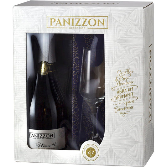 Kit Espumante Moscatel Panizzon 750ml + 2 Taças - Panizzon - Espumantes do Sul