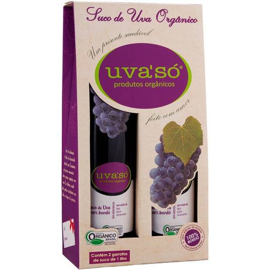 Uva'Só Suco de Uva Orgânico Integral Bordô Maleta 2 x 1L - Uva'Só - Espumantes do Sul
