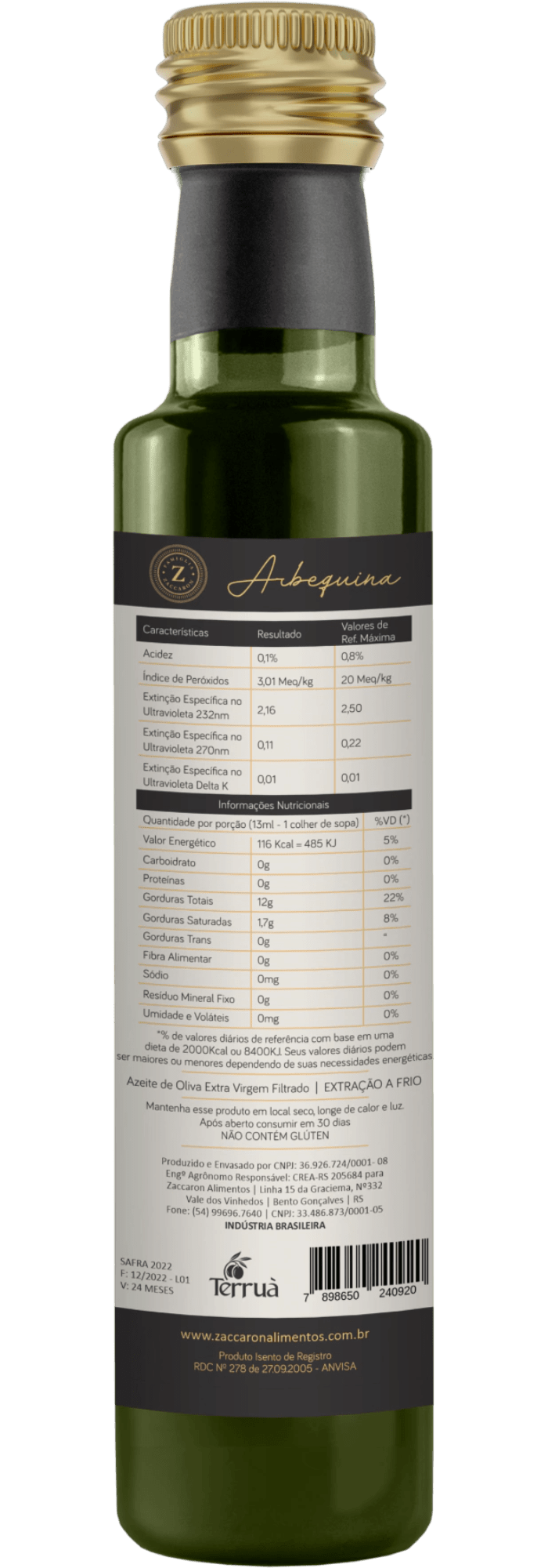 Zaccaron Azeite de Oliva Extra Virgem Arbequina - Zaccaron - Espumantes do Sul